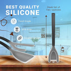 Silicone Egg Flipper Spatula Tongs (Set of 1) – Non-Stick 2-in-1 Grip & Flip Kitchen Tongs for Pancakes, Fish, Eggs, and More – Heat Resistant Cooking Tool (Black) (Black)