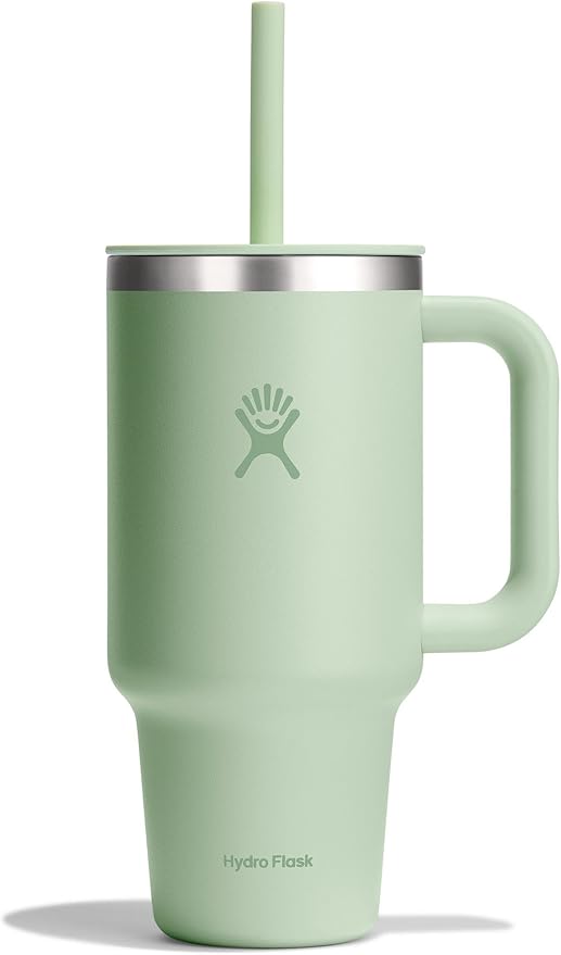 Hydro Flask 32 Oz Travel Tumbler with Handle, Lid and Straw - Insulated Stainless Steel in Aloe