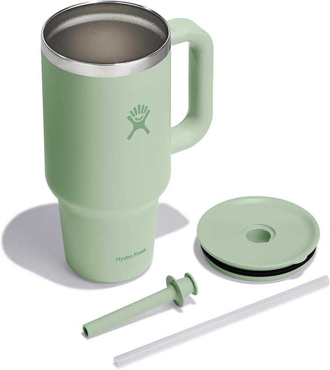 Hydro Flask 32 Oz Travel Tumbler with Handle, Lid and Straw - Insulated Stainless Steel in Aloe