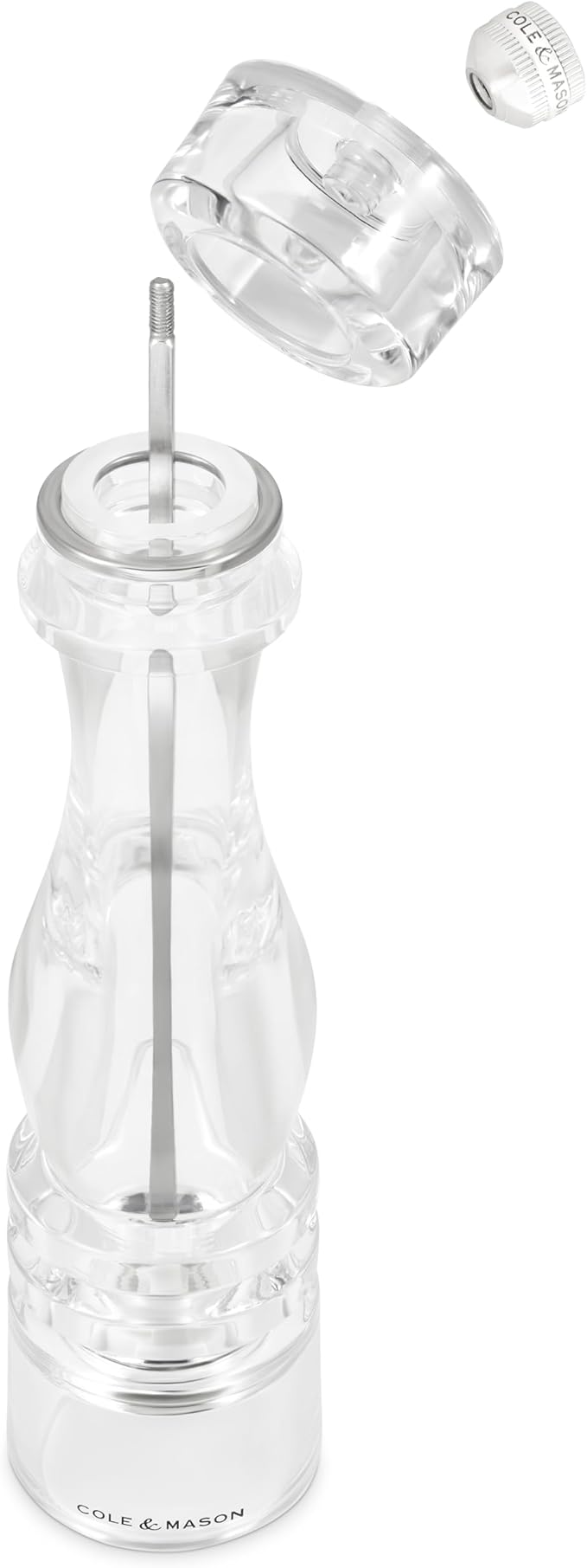 Cole & Mason London Refillable Spice Mill - Kitchen & Home Accessory - Table Salt Grinder - Salt Mill with Ceramic Mechanism - 12", Acrylic