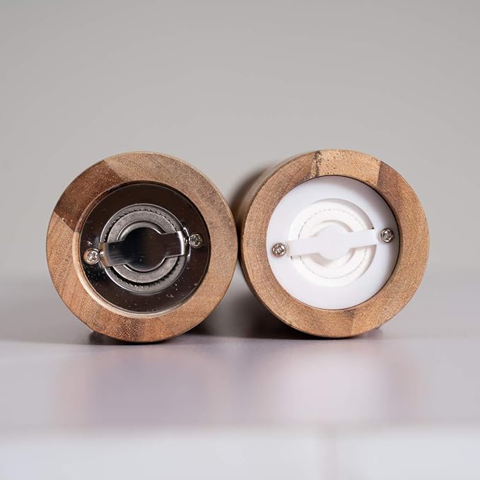 Salt and Pepper Mill Set, Pepper Grinder with Adjustable Stainless Steel Grinder, Salt Grinder with Ceramic Grinder, Acacia Wood, Height 30 cm / 12 inch