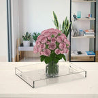 NIUBEE Acrylic Serving Tray 16x20 Inches -Spill Proof- Clear Decorative Tray Organiser for Ottoman Coffee Table Countertop with Handles