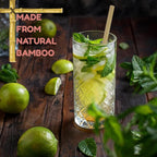 Eco-Friendly Bamboo Cocktail Stirrers & Napkins Set – 50 Pack 8” Organic Bamboo Straws + 50 Luxury Disposable Napkins – Biodegradable Party Essentials for Cocktails, Beach Events & Tiki Bars