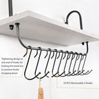 Olakee Floating Wall Shelves for Kitchen Bathroom Coffee Nook with 10 Adjustable Hooks for Mugs Cooking Utensils or Towel Rustic Storage Shelves Set of 2/17x5.9 inch (White)