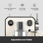 Owl Espresso Machine, 15 Bar Professional Semi-Automatic Espresso Maker with Milk Frother Steam Wand, 57oz Removable Water Tank, Dual Display, for Cappuccino, Latte at home, G3006, Ivory White