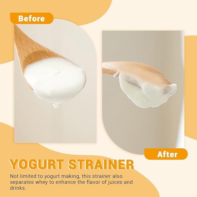 Plastic Yogurt Strainer, 450 ML Small Yogurt Maker with 3 Fine Mesh Strainer Bags, Press Yogurt Filter for Cheese Milk Cuisine Home Making Drain Gadget (1)