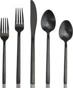 20 Piece Silverware Set for 4,Stainless Steel Flatware Set,Tableware Cutlery Set for Home and Restaurant Include Forks Knives Spoons,Mirror Finish,Dishwasher Safe (Black)
