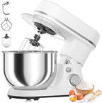800W Stand Mixer with 5.3QT Bowl, 6-Speed with Pulse Electric Kitchen Mixer, Food Mixer with Dough Hook, Whisk, Beater Tilt-Head & Non-Slip Base for Cookie, Cake, Bread & Baking-White