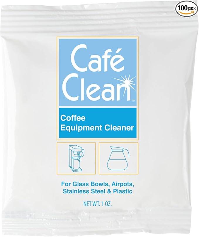 Coffee Equipment Cleaner, All-Purpose Brewing Equipment, Espresso, Coffee Maker Cleaner, Café Clean Removes Oil, Stain Buildup, from Glass, Plastic & Stainless Steel - 1 Oz. (100 Count)