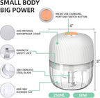 Electric Garlic Chopper, Mini Portable Veggie Chopper, 250ML Garlic Grinder Masher Onion Chopper, Blender to Vegetable, Wireless Food Processor for Ginger, Chili, Fruit, Meat, etc