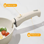 20 Pcs Pots and Pans Set Non Stick, Ceramic Cookware Set Detachable Handle, RV Kitchen Cooking Set Removable Handles, Oven Safe, Induction ReadyStackable Non-stick set, White