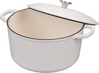 Enameled Cast Iron Dutch Oven Pot with Lid, for Sourdough Bread Baking, Round Dutch Ovens, 4.5 Quart, White