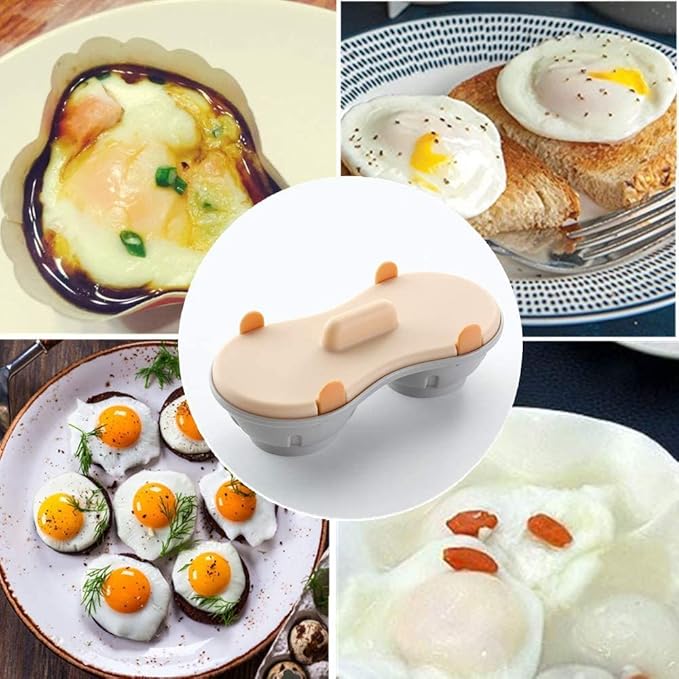 Egg Poacher Microwave, Poached Egg Maker Dishwasher Safe BPA Free, Egg Cooker Poached Egg Steamer, Home Gift (Blue-2 pack)