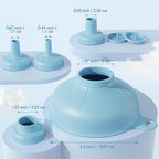 Pisol Wide Mouth Versatile Funnel, Canning Funnels for Kitchen Use, Food Grade Plastic Cooking Funnel Set with 4 Size Spouts and 2 Strainers for Filling Different Bottles and Bags, Blue