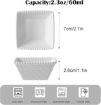 UIBFCWN 6 Pack Ceramic Dip Bowls Set, 2.3oz White Dipping Sauce Bowls/Dishes for Tomato Sauce, Square Side Dishes, Mini Appetizer Plates for Condiment