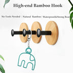 Self Adhesive Hooks, Robe Hooks Reusable Seamless Hooks, Heavy Duty Adhesive Hooks, Utility Hooks for Bedroom, Kitchen, Bathroom 4 Pack (Black)