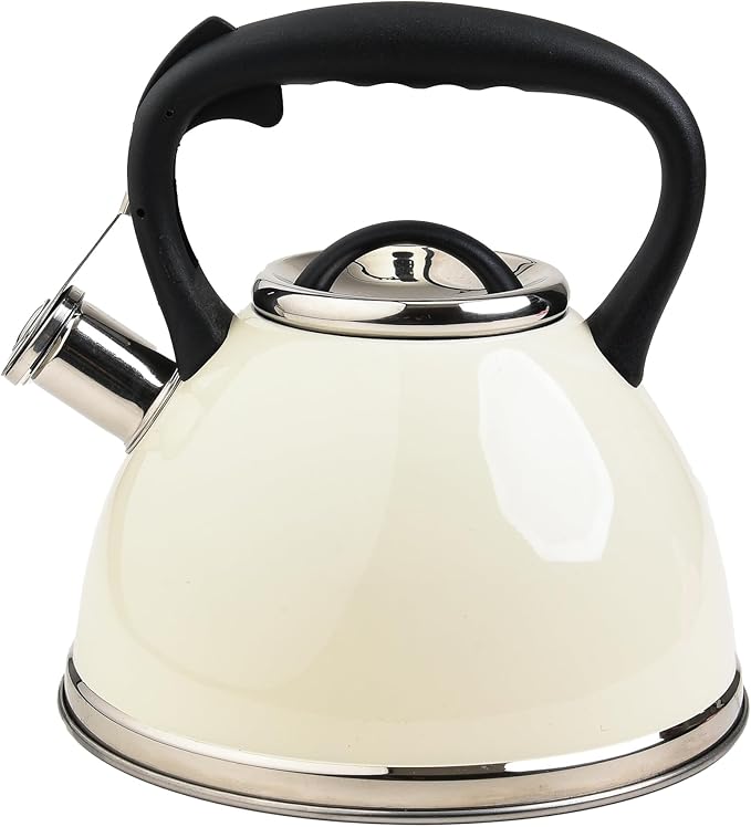 Whistling Stovetop Tea Kettle,Food Grade Stainless Steel, Cool Touch Ergonomic Handle, Fast Boil, for Gas, Electric, and Glass Ranges - 3L