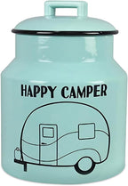 Young's Inc. Ceramic Cookie Jar - Cute Kitchen Counter Storage Canister with Lid - Perfect for Cookies, Coffee, Tea, Candy, Dog Treats, and More - Happy Camper - Mint