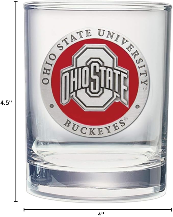 Heritage Pewter Ohio State Double Old Fashion | Double Rocks Glass 14 OZ for Liquor | Expertly Crafted Pewter Glass