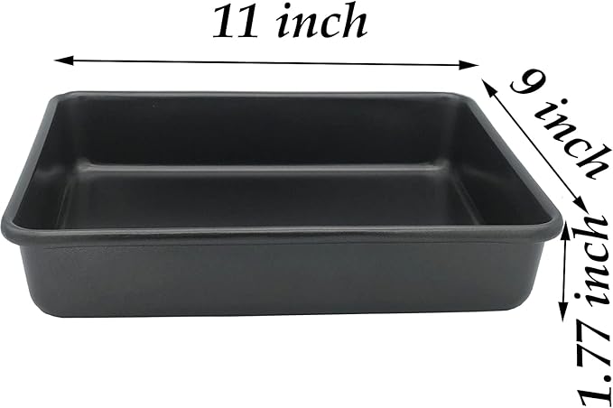 Small Baking Pans 11x9 Inch 2Pcs Mini Cookie Sheets Toaster Oven Tray Nonstick Thicken Brushed Carbon Steel No Warp Magnetic 1 to 2 Person Bakeware by HYTK