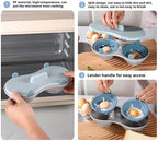 Wmool 2 Cavity Microwave Egg Cooker, Breakfast Double Row Egg Cooker, Poached Egg Cup Kitchen Cooking Gadgets