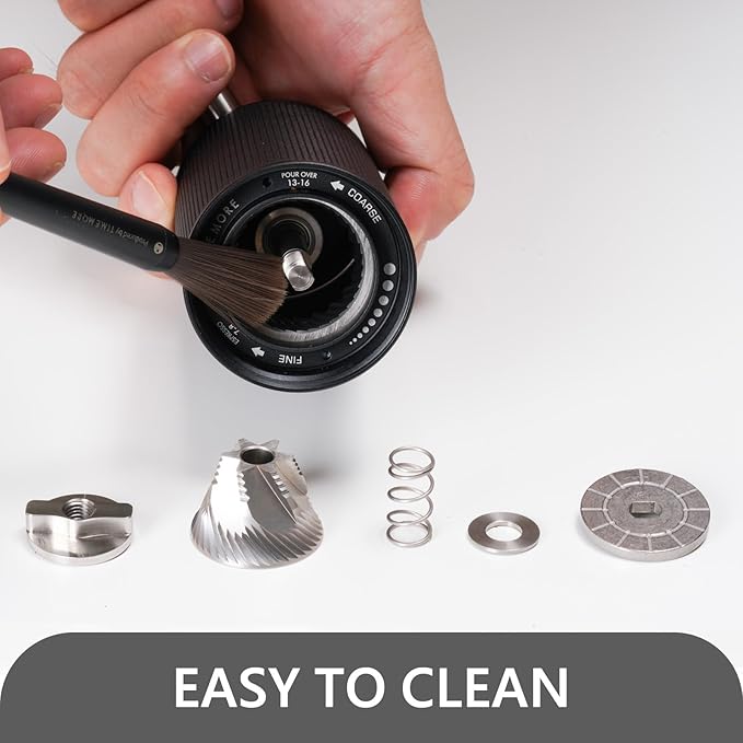 TIMEMORE Manual Coffee Grinder Foldable Handle Burr Coffee Grinder with Capacity 20g Chestnut C3S PRO Internal External Adjustable Setting, Double Bearing Positioning for Travel Camping, Home Black