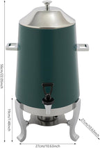 Coffee Urn with Fuel Holder 3.5 Gal/13L, Stainless Steel Beverage Dispenser Hot Drink Dispenser with Stand, Tea Water Coffee Chafer Urn for Parties Buffet Catering Commercial Home (Silver, Green)