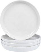 Stoneware Dinner Plates Set of 4, 8 Inch Reactive Matte Glaze Ceramic Plates Set, Modern Dinnerware Dish set for Kitchen,Microwave, Dishwasher Safe, Scratch Resistant,White