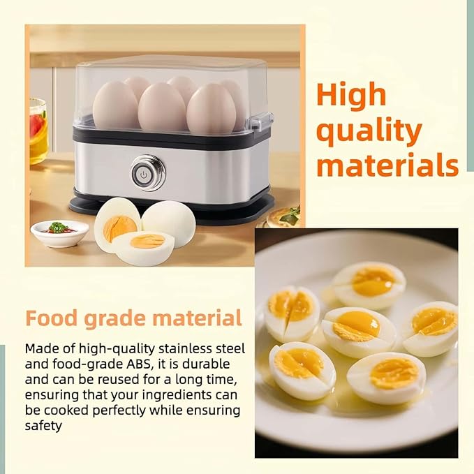 Egg Cooker,2025 New Rapid Egg Cooker 6 Egg Capacity, Soft, Medium, Hard Boiled, Poacher, Stainless Steel Electric Eggs Cooker,Or Hard-Boiled Eggs, Rapid Cook Time, Auto Shut-Off & Boil-Dry Protection