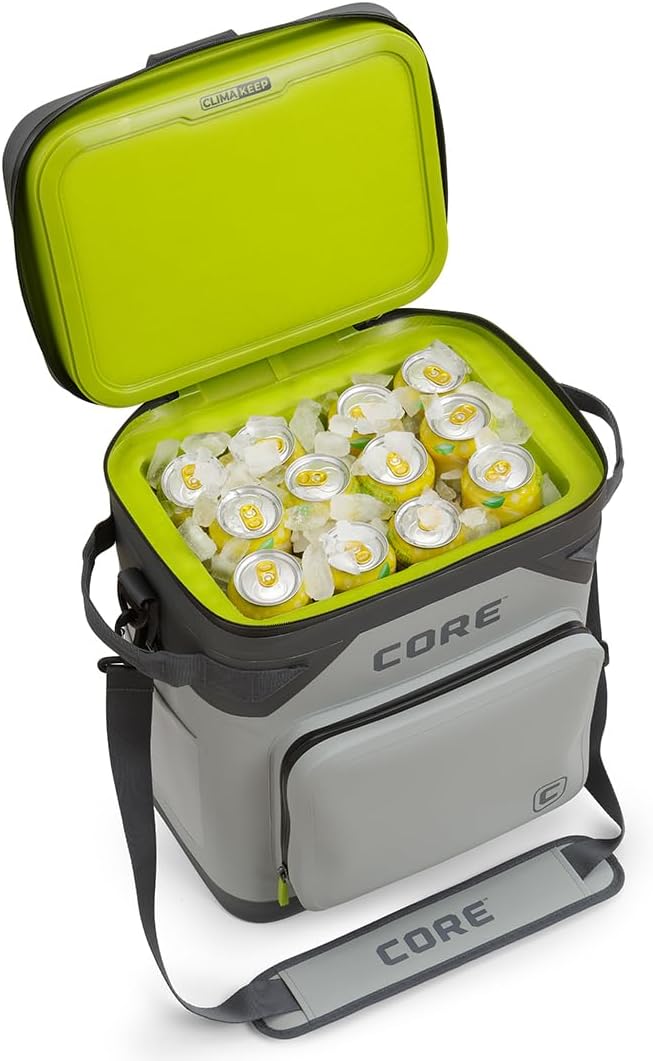 CORE Magnetic Leak Proof Soft Cooler with Waterproof Zipper | Insulated Bag Portable Ice Chest Box | Best Soft Cooler for Food & Beverages for Tailgating, Car Camping, Travel, and Family Beach Picnics