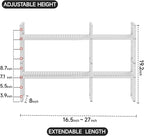 2Pack Expandable Cabinet Shelf Organizers, Stackable Metal Shelves Extender for Kitchen Countertop Storage, Adjustable Spices Shelves Rack Stand for Cupboard Pantry, White