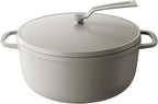 Vermicular Oven Pot 2.0 | Lightweight Enameled Cast Iron Pot | 26cm (5.9 Qt) | Non-Toxic | Induction-compatible | Dutch Oven | Made in Japan | Matte Linen Beige