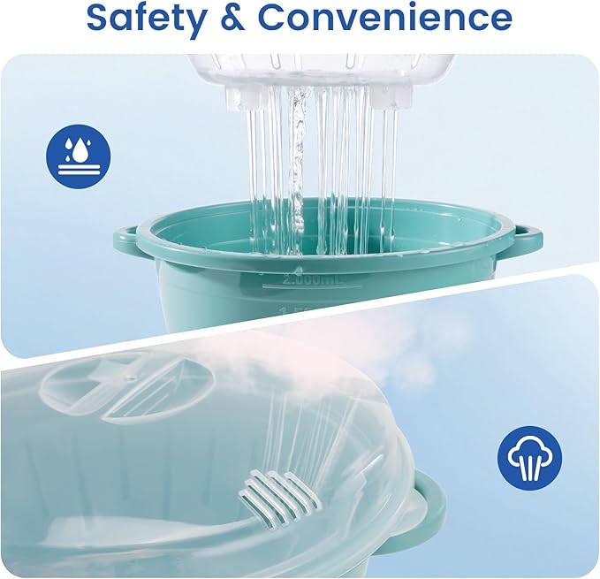 Microwave Steamer for Vegetables, Microwave Cookware with Lid, 2.5L Capacity, Perfect Cooker Bowl for Steaming Broccoli & Pasta