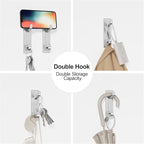 Wall Hooks for Coat and Towel: 13LB Adhesive Door Hanger Stick on, Silver 6 Pack