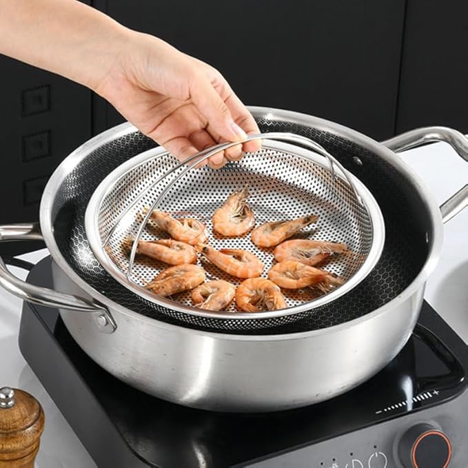 2Pcs Stainless Steel Steamer Basket with Handle - Versatile Food Steaming Rack for Rice Dumplings Vegetables and More Ideal for Home Cooking