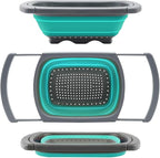 Qimh Colander collapsible, Colander Strainer Over The Sink Vegetable/Fruit Colanders Strainers With Extendable Handles, Folding Strainer for Kitchen,6 Quart