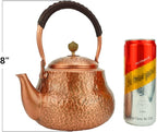 Funmaker Handmade Solid Copper Tea Pot Kettle Stovetop Teapot Thick Hammered Copper Tea Pot Kettle Stovetop Teapot Made for gasstove tops pure copper kettle (Type 4-1300ml)