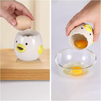 2 Pack Cute Egg Separator, Ceramics Vomiting Chicken Egg Yolk Egg White Separator, Little Chick Small Egg Filter Splitter,Dishwasher Safe (Yellow & Pink)