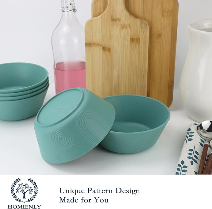 Homienly Wheat Straw Bowl Sets of 6-36oz Cereal Bowls,Microwave and Dishwasher Safe Bowls,Soup Bowl Sets Alternative for Plastic Bowls for Serving Soup,Salad(Green)