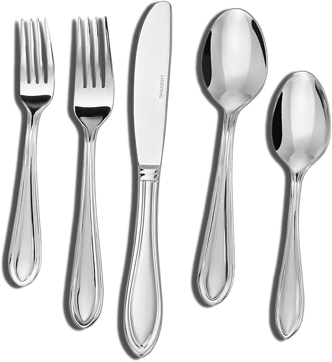 30 Pieces Silverware Set for 6,Stainless Steel Flatware Set,Heavy Duty and Modern Design Cutlery Set,18/0 Rust-Proof Utensils with Forks & Spoons,Mirror Polished Dishwasher Safe