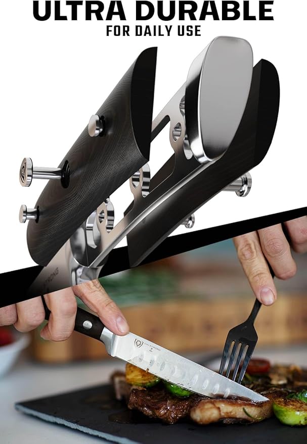 Dalstrong Steak Knives-4pc- Serrated Blade-Gladiator Series Elite-Forged German High-Carbon Steel-Table Dinner Kitchen Knives-Sheaths-Razor Sharp - Dinner Set-NSF Certified