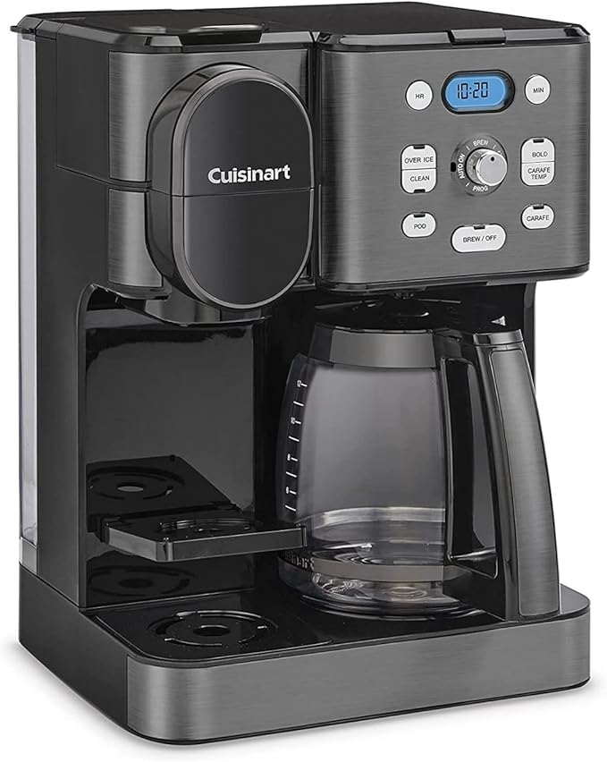 Cuisinart 12-Cup Coffee Maker, Single-Serve Brewer Glass Carafe, Automatic Hot & Iced Coffee Machine, Brew Strength Control and Brew Pause, SS-16BKS, Black Stainless Steel