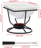 BSTKEY Ceramic Butter Warmer Set, Fondue Pot Melting Pot Set, Melt Hot Pot Square Bowl Set For Cheese Chocolate Butter Caramel, with 2 Dipping Forks