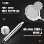 Walfos Skimmer Spoon,304 Stainless Steel Fine Mesh Strainer,Foam Strainer Oil Filter,Ultra Fine Mesh Strainer Perfect For Separation Of The Floating Foam,Fat,Set fo 2