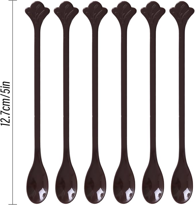 200 Pcs Coffee Cocktail Stirrer Stick Spoon Disposable Plastic Mini Stir Cup Drink Kitchen Dining Coffee Tea Spoon, Utensils Accessories Bar Restaurant, Brown