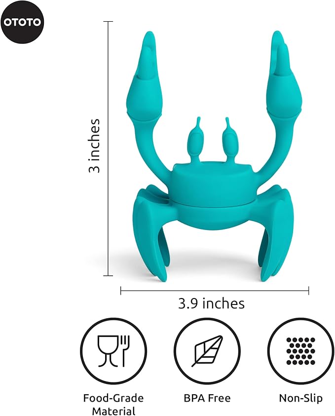 OTOTO Aqua the Crab Silicone Utensil Rest - Silicone Spoon Rest for Stove Top - BPA-Free, Heat-Resistant Kitchen and Grill Utensil Holder - Non-Slip Spoon Holder Stove Organiser and Steam Releaser