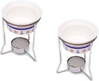 Nantucket Seafood Ceramic Butter Warmers, Nautical Design, Set of 2