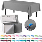 Exquisite Party Solids 54 Inch X 300 Feet Silver Plastic Table Cover Roll in A Cut - to - Size Box with Convenient Slide Cutter. Cuts Up to 36 Rectangle 8 Feet Plastic Disposable Tablecloths