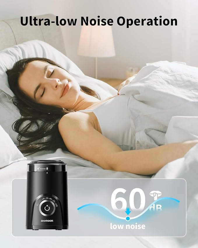 SHARDOR Electric Super Silent Blade Coffee Grinder, Timed Grind Control Rotary Knob, Adjustable Coarse to Fine for Coffee Beans, Spices & Herbs, Black