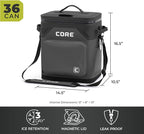 CORE Magnetic Leak Proof Soft Cooler with Waterproof Zipper | Insulated Bag Portable Ice Chest Box | Best Soft Cooler for Food & Beverages for Tailgating, Car Camping, Travel, and Family Beach Picnics